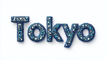 Tokyo City symbol art poster Beaded Lettering.