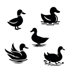 Collection of Five Silhouette Ducks