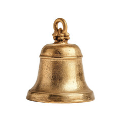 Golden bell with intricate design, isolated on a white background.