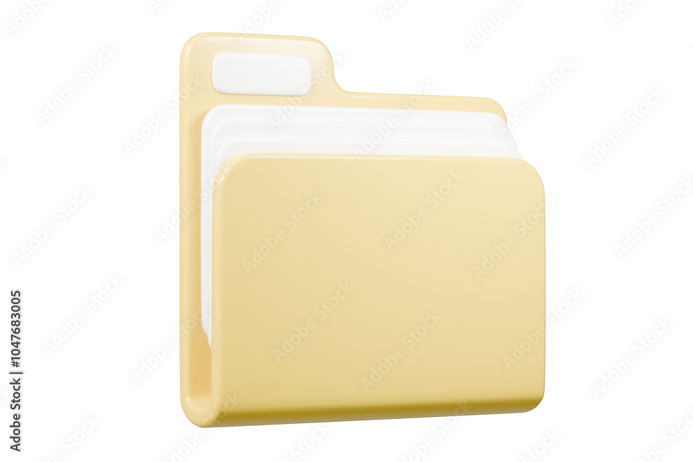 Poster 3d folder file icon. minimal office files folder data storage bank data office files fold icon. docu