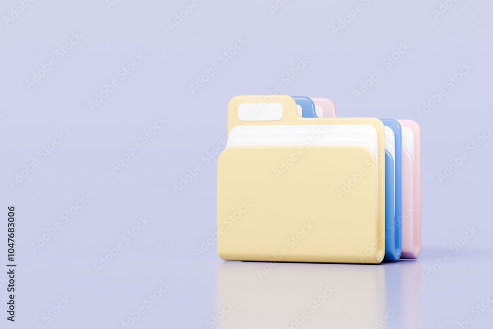 Poster 3d folder file icon. minimal office files folder data storage bank data office files fold icon. docu