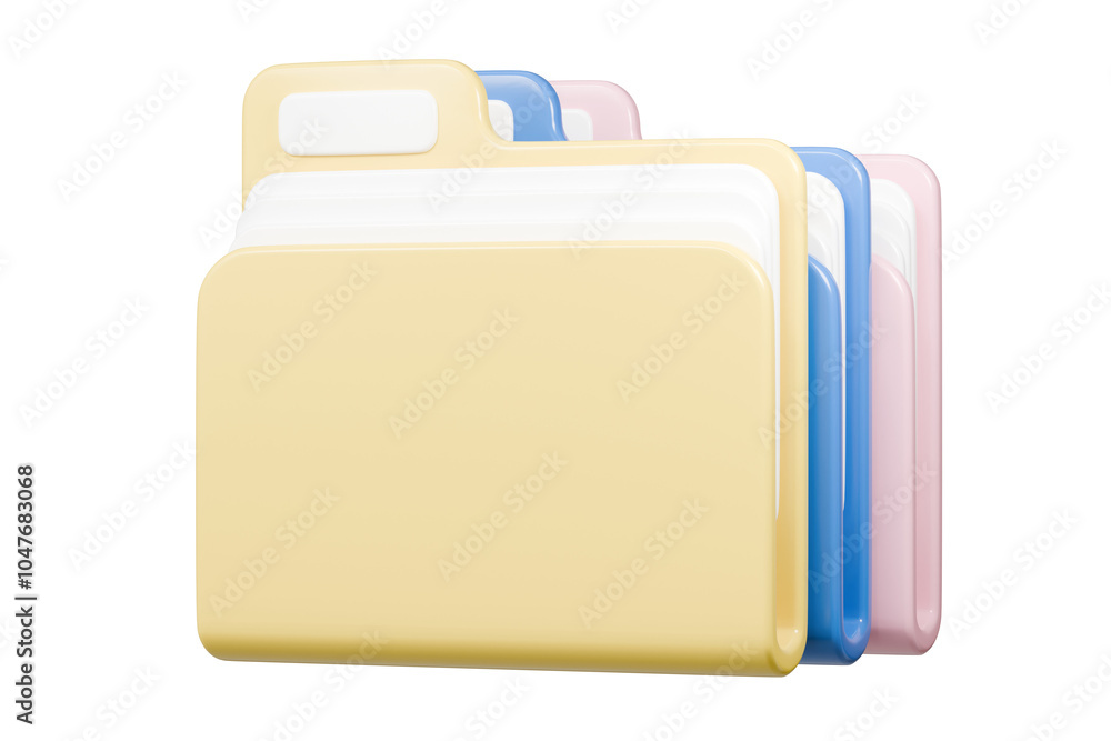 Poster 3d folder file icon. minimal office files folder data storage bank data office files fold icon. docu