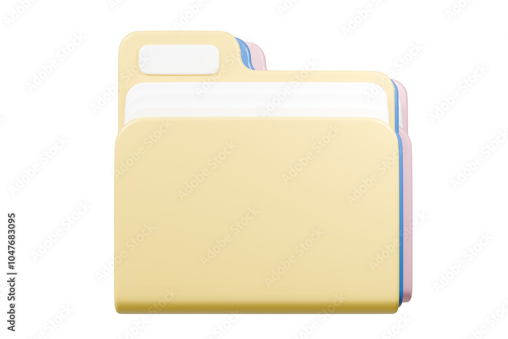 Poster 3d folder file icon. minimal office files folder data storage bank data office files fold icon. docu