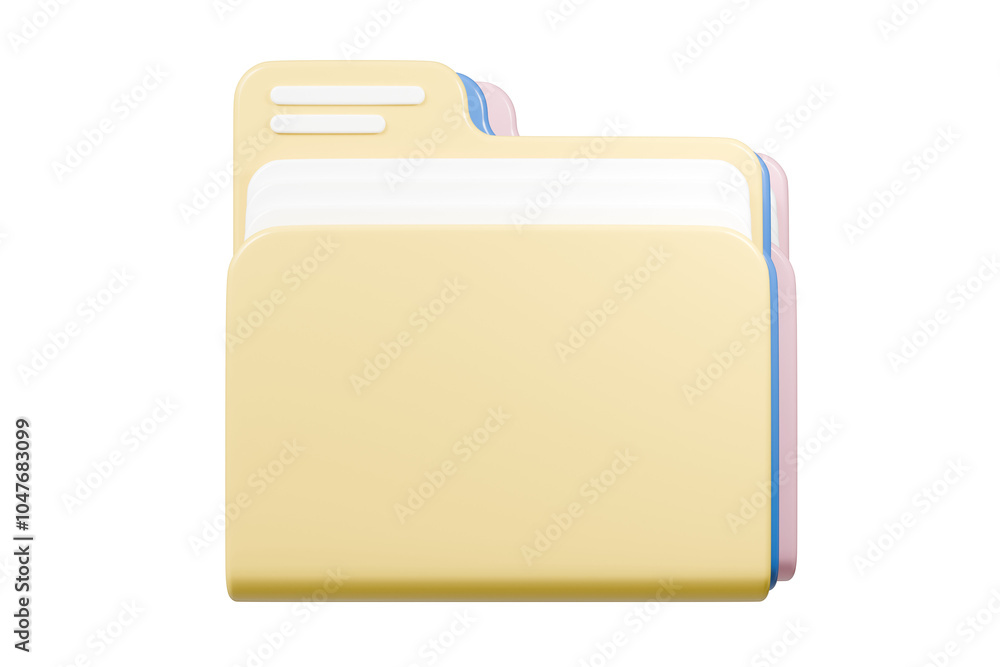 Poster 3d folder file icon. minimal office files folder data storage bank data office files fold icon. docu