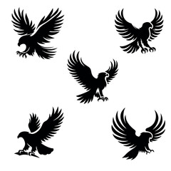 Collection of Five Silhouette Eagles