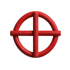 Red target symbol, bold design, on white isolate background for creative usage.