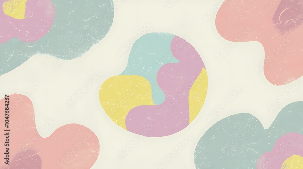 Poster A serene journey through calming abstract patterns and fluid shapes in pastel hues for relaxation and inspiration