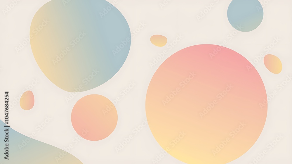 Poster a calming abstract illustration featuring soft fluid shapes in serene pastel tones for relaxation an