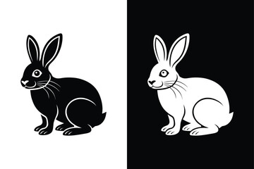 Black side silhouette of a rabbit vector icon isolated on white background.	