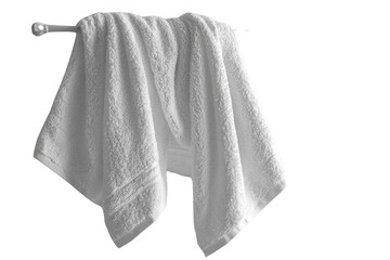 White hung towel isolated on transparent background, png file, no background png file