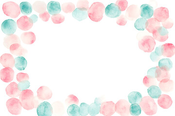 Watercolor dotted frame with pastel hues