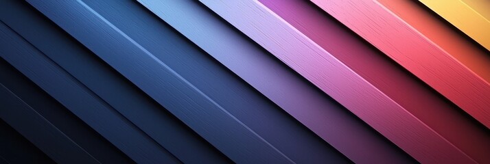 Fototapeta premium Diagonal wooden planks with gradient color transition from blue to yellow