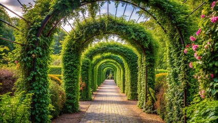 Fototapeta premium Symmetrical arch covered with climbing plants