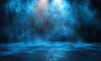 Abstract Blue Smoke and Light on a Dark Background
