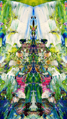 Fototapeta premium Abstract background art . Ethnic pattern. Mixtures of oil paint. Trendy hand painting canvas. Wall decor and Wall art prints Idea. 3D Texture. Art object