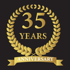 35 years anniversary icon with laurel wreath. Vector illustration.
