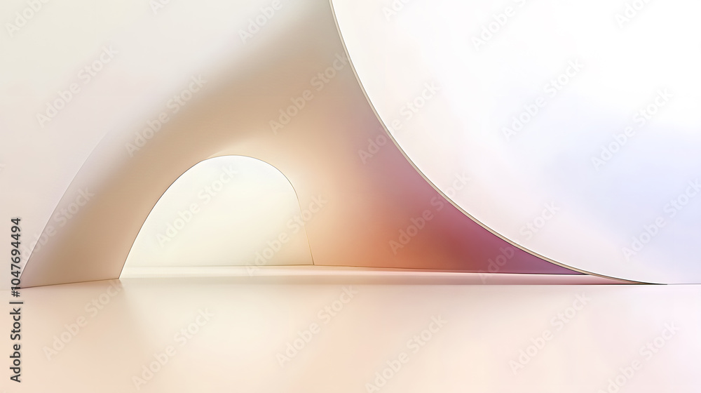 Poster elegant half-circle composition showcasing soft colors and serene light in a minimalist setting