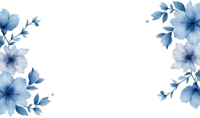 Ethereal Blue Watercolor Floral Corner Design