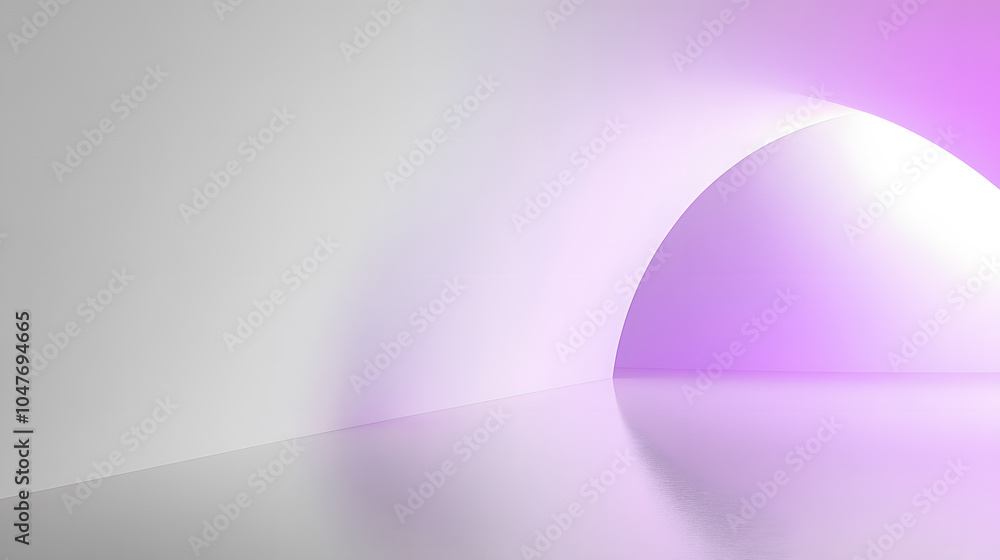 Poster exploring the serene interplay of light and shadow in a softly curved modern space