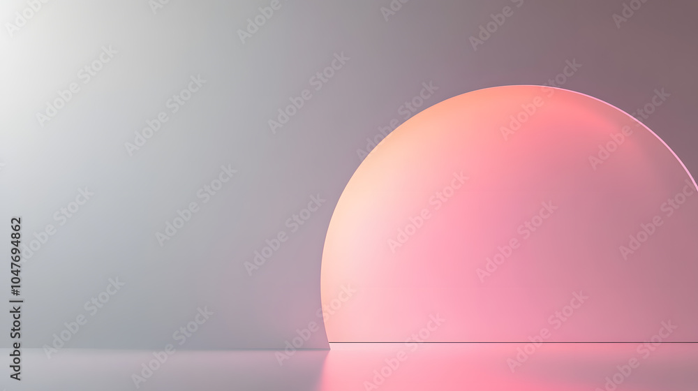 Poster a serene abstract backdrop with a soft half-circle illuminated in pink against a minimalist setting