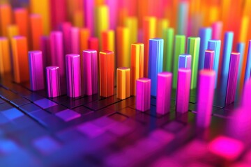 Obraz premium Abstract colorful bars on a black surface.