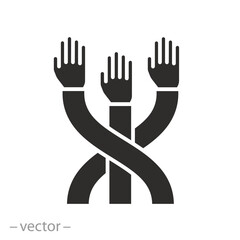 Fototapeta premium 3 hands together, alliance icon, team logo, flat vector illustration
