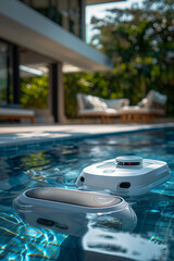Obraz premium Swimming pool cleaning robot, home cleaning equipment technology