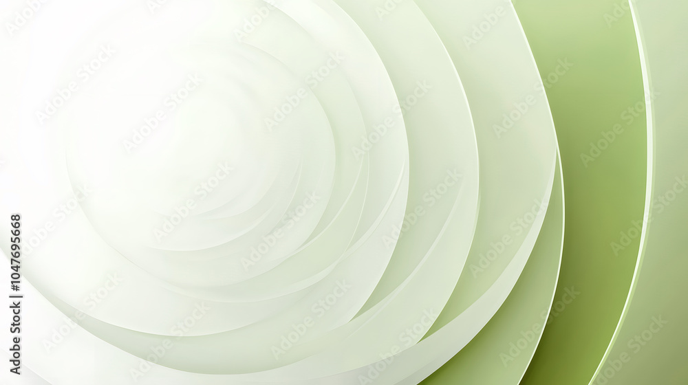 Poster Soft Layers of Green and White Create a Serene Background With a Gentle Half-Circle Design