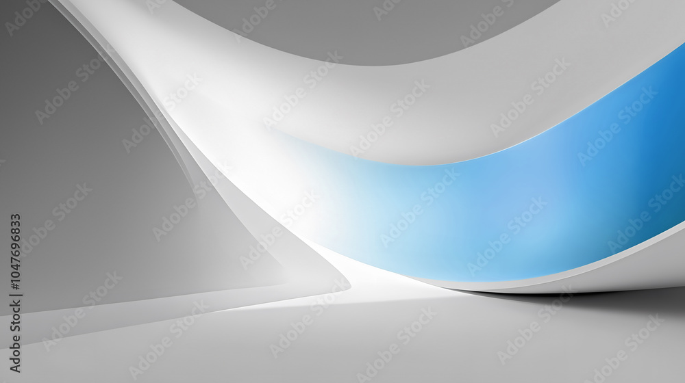 Poster a serene interplay of curved shapes and soft colors within a minimalist backdrop