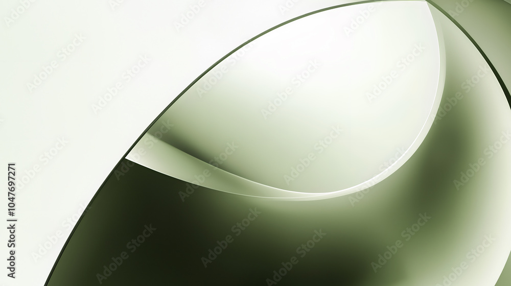 Poster elegant half circle design showcasing smooth curves and gradients in soft green tones