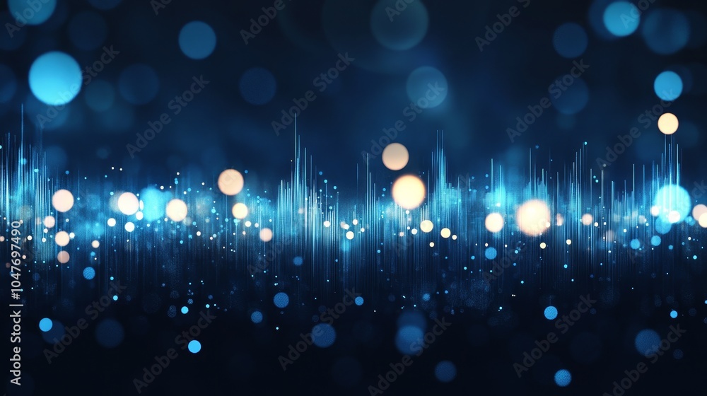 Poster a wave of musical sounds. abstract background with dots and lines intertwined. 3d rendering.