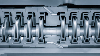 Fototapeta premium High pressure multistage pump compressor for pumping of water, fuel, oil and oil products