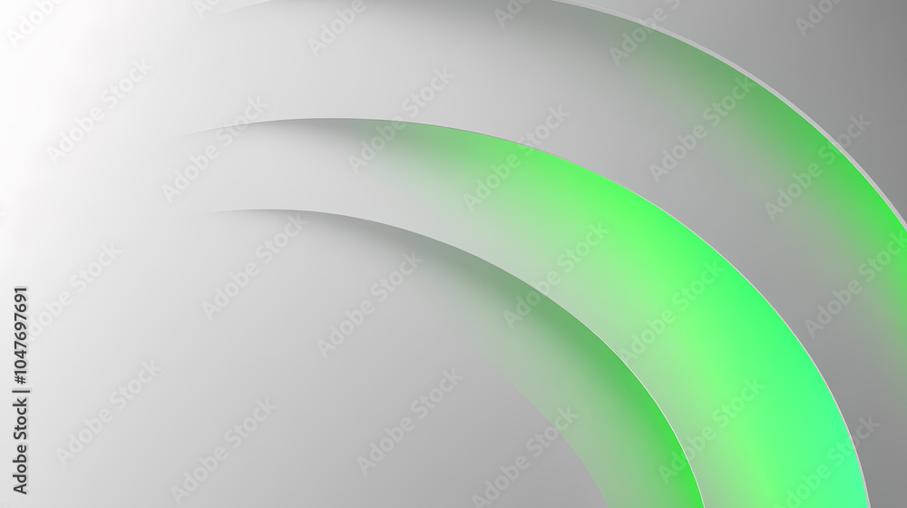 Poster elegant curves of vibrant green against a soft half circle background creating a serene atmosphere