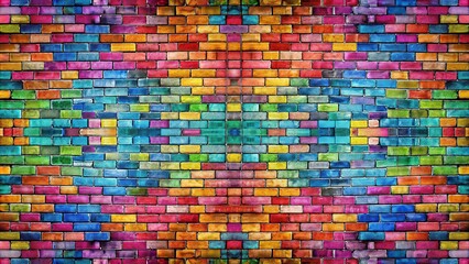 Symmetrical background of multi colored bricks