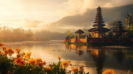 Sunrise at Ulun Danu Bratan Temple, Bali