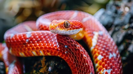 Fototapeta premium Vivid Close-Up of a Corn Snake Eye and Scales