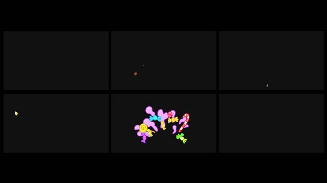 Pack Of 6 Cartoon Sweet Elements On Alpha channel