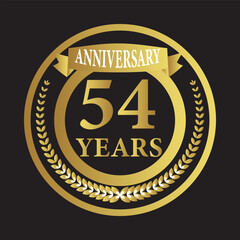 54 years anniversary icon with laurel wreath. Vector illustration.