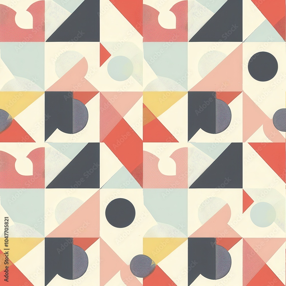 Poster the vibrant pattern showcases interlocking geometric shapes in various colors, creating an energetic
