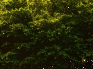 Emerald greenery forest foliage vector background. Green garden trees wedding invitation. Summer leaves card texture. Gold glitter art.Rustic style save the date Elegant outdoor party template garland