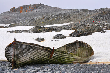 Old abandoned boat in Antarctica