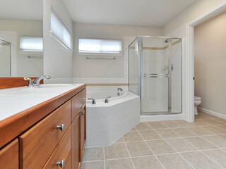 Modern residential bathroom interior