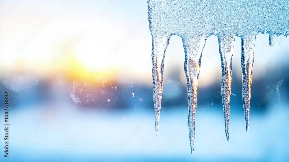 Poster frost patterns on window with glowing background