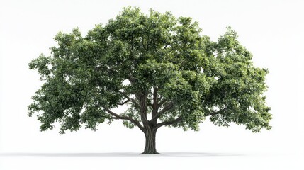 Bur oak tree depicted beautifully on a white background.