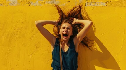 A woman's long hair flows in the wind, creating a dynamic visual effect