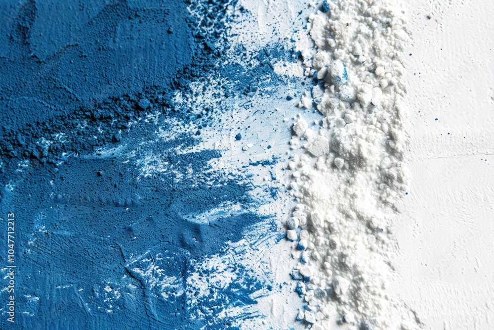 Poster a close-up view of a blue and white wall with texture and pattern