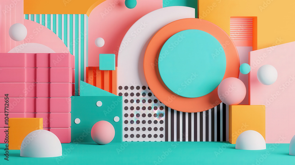 Wall mural futuristic abstract structures, a vibrant display of intricate 3d shapes and forms, showcasing a sle