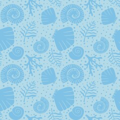 Ocean seamless sea shell and coral pattern for wrapping paper and kids clothes