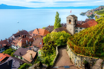 Saint Saphorin village on Lake Geneva, Lausanne, Switzerland