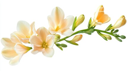 Fototapeta premium Delicate freesia flower isolated on a white background.